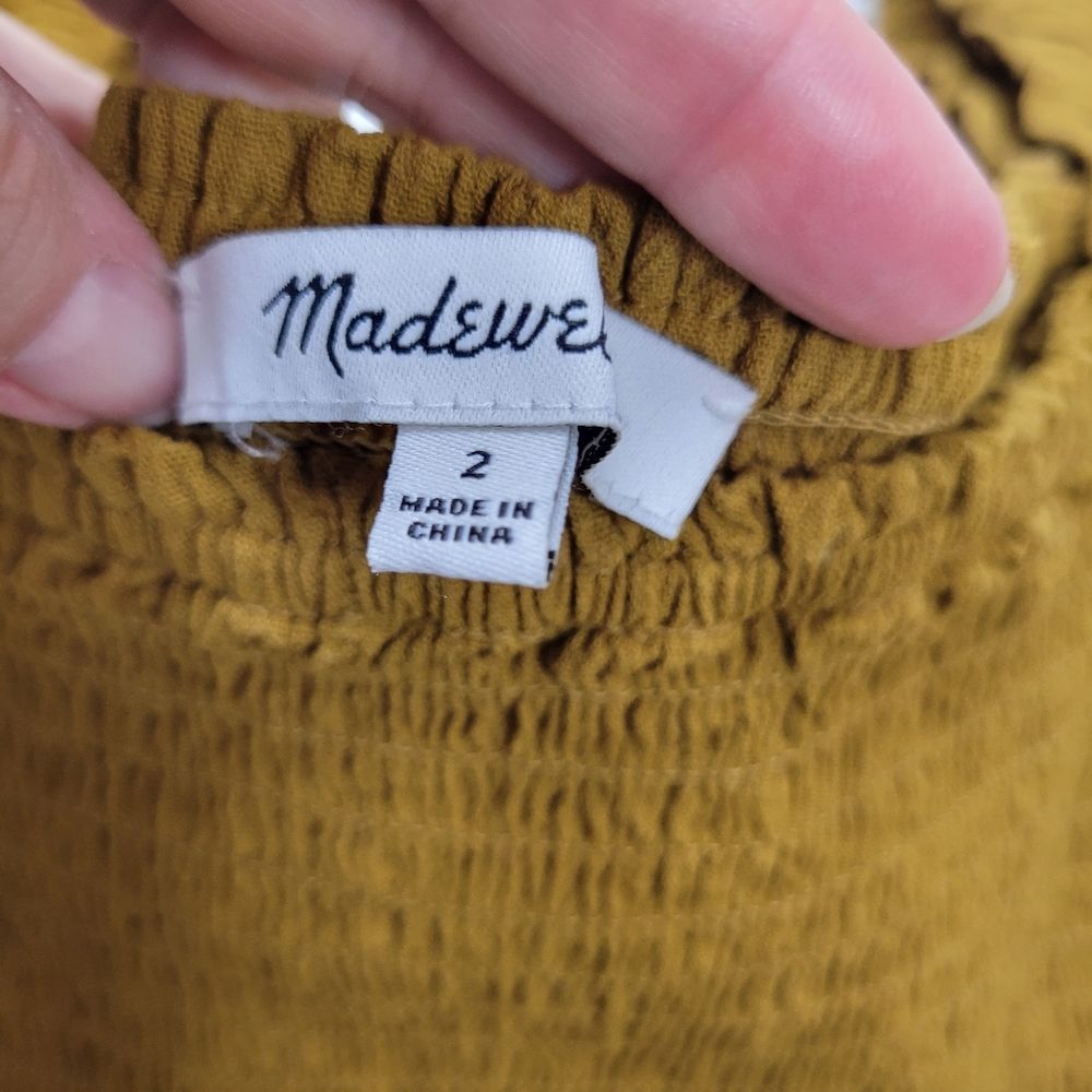 Madewell Lucie Smocked Peplum Top Burnt Orange Size 2 - Picture 4 of 9